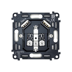 VM155 Механизм электрической розетки 2USB A+A 18W (быстрая зарядка) с/з на винтовых зажимах QUANT