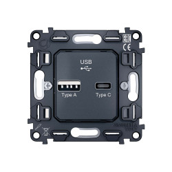 VM177 Механизм розетки 2USB A+C 20W (быстрая зарядка) QUANT